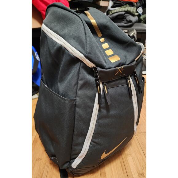 Nike Hoops Elite Max Air 2.0 Quad Zips Backpack 21" Black Gold Sports BA5259-060 - Picture 3 of 13